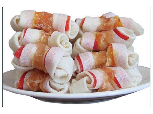 Rawhide Knot Twisted by Chicken VPC-54 - Chicken Jerky dog treats OEM from China