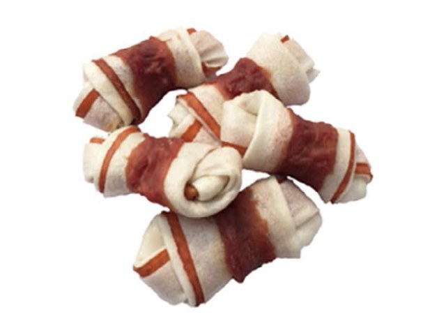 Red Rawhide Knot Twisted by Duck VPD-33 - Duck Jerky dog treats OEM from China